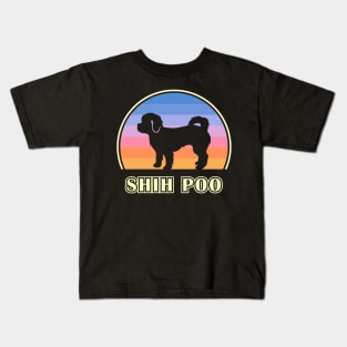 Shih Poo Vintage Sunset Dog Kids T-Shirt